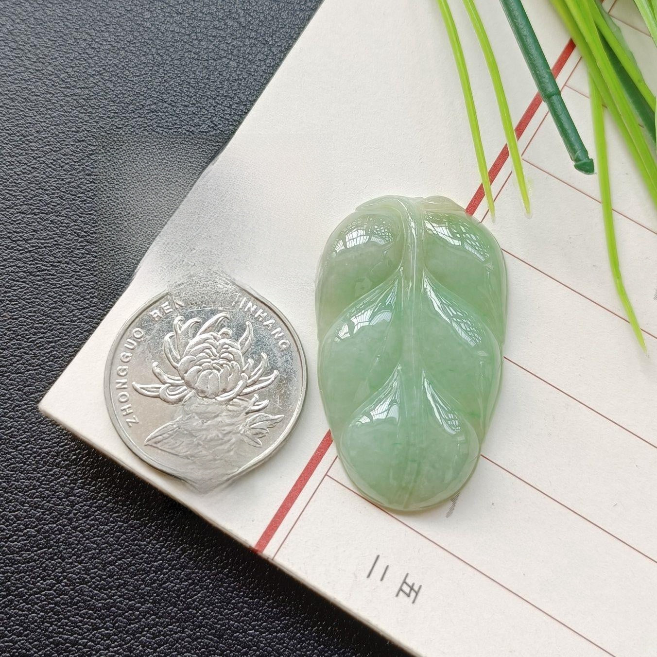 Handmade Leaf Necklace In 304 Stainless Steel With Jade Inlay, Sweet Style For Women Jewelry Set