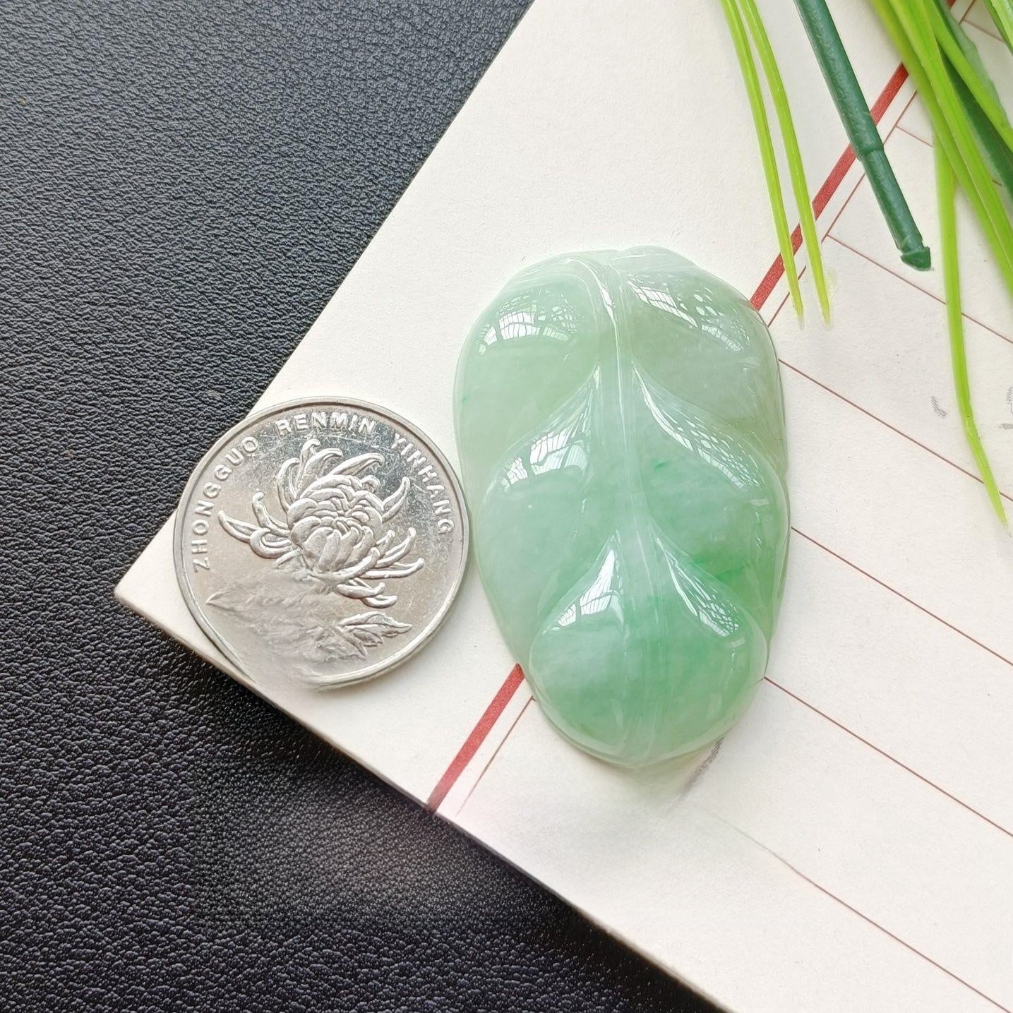 Handmade Leaf Necklace In 304 Stainless Steel With Jade Inlay, Sweet Style For Women Jewelry Set