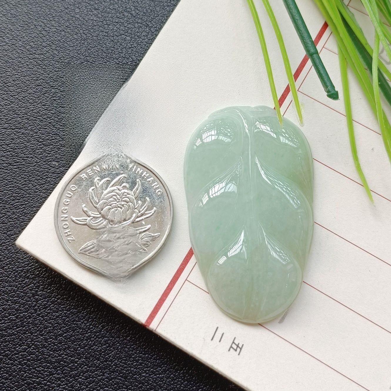 Handmade Leaf Necklace In 304 Stainless Steel With Jade Inlay, Sweet Style For Women Jewelry Set