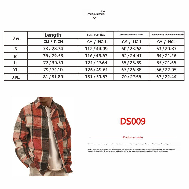 Elegant Plaid Long Sleeve Blouse For Men In Polyester Fabric Featuring Splicing Craft