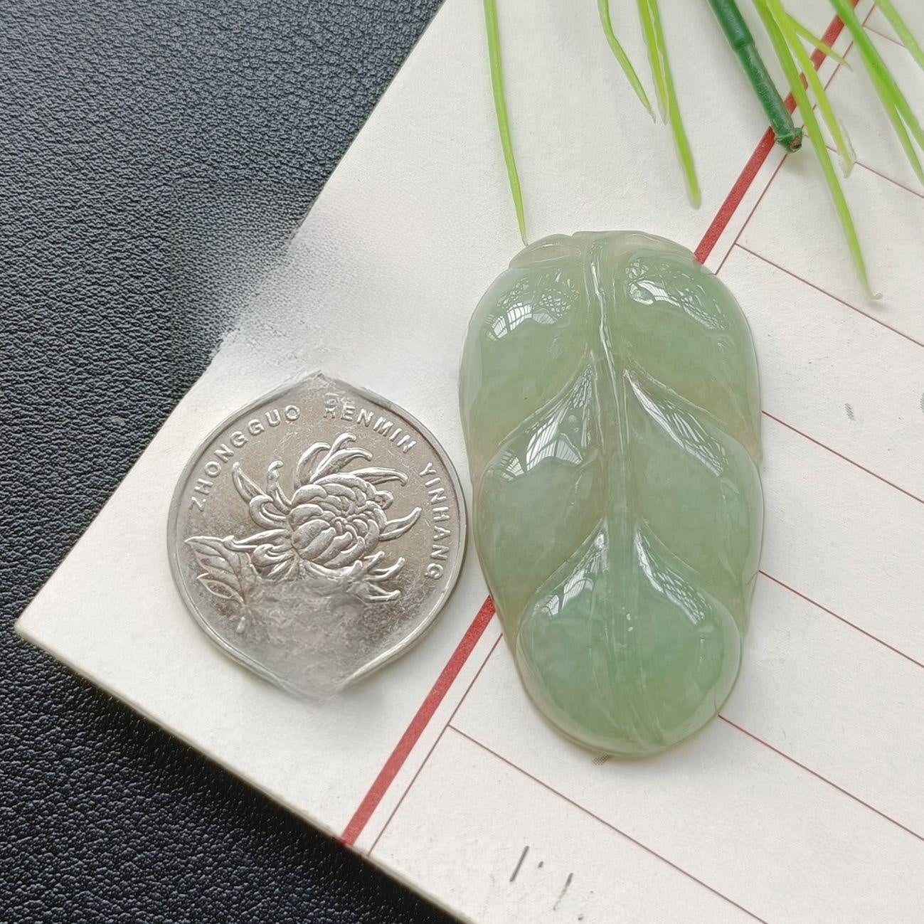 Handmade Leaf Necklace In 304 Stainless Steel With Jade Inlay, Sweet Style For Women Jewelry Set