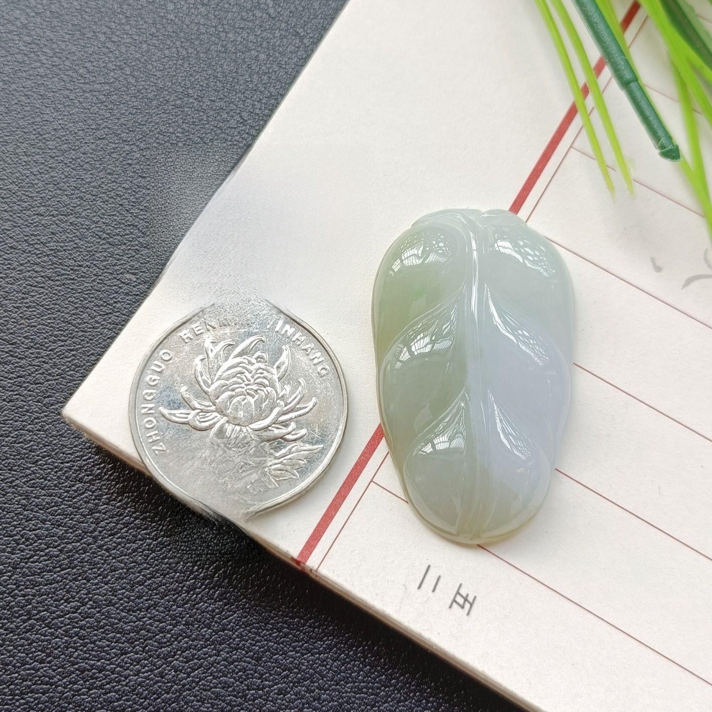 Handmade Leaf Necklace In 304 Stainless Steel With Jade Inlay, Sweet Style For Women Jewelry Set