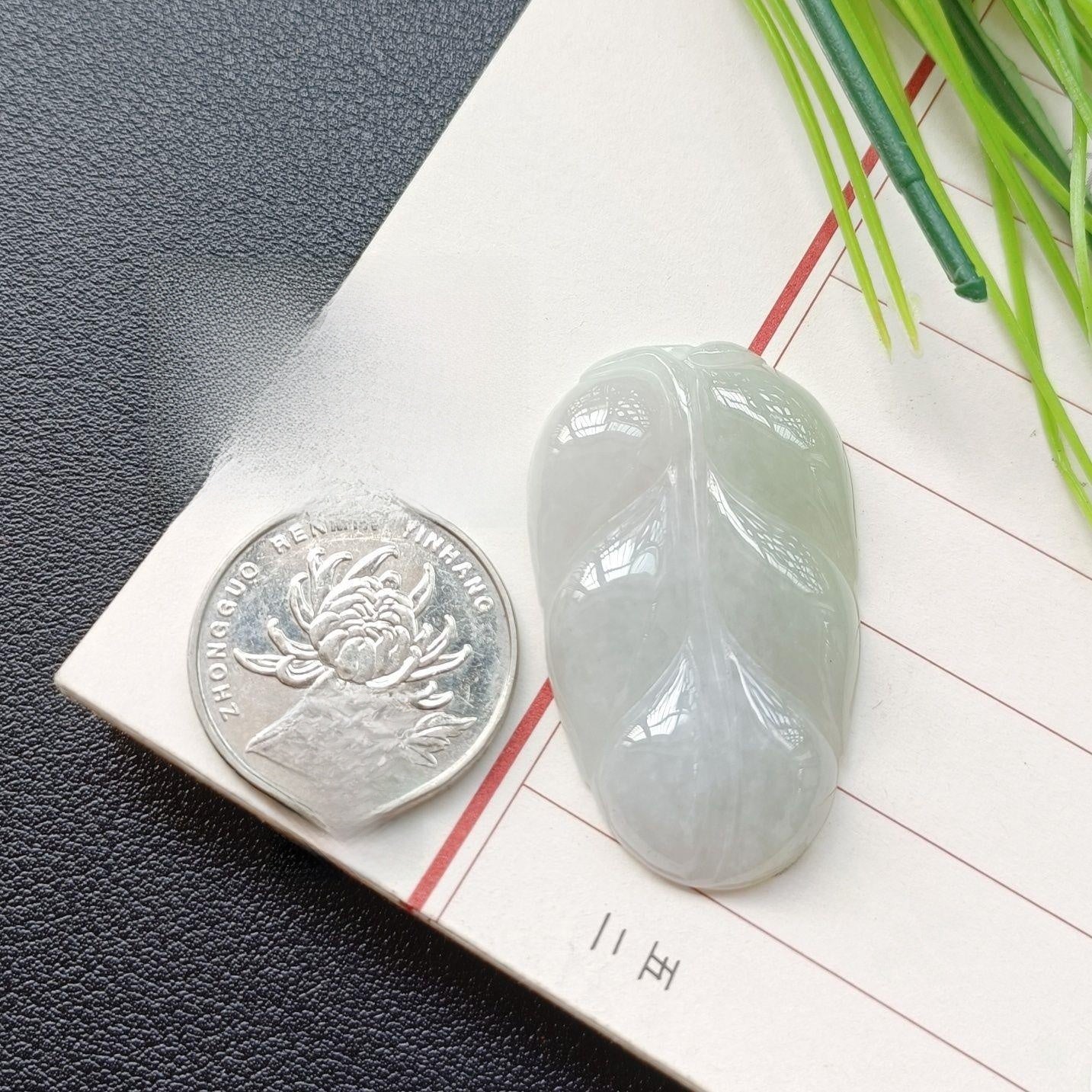 Handmade Leaf Necklace In 304 Stainless Steel With Jade Inlay, Sweet Style For Women Jewelry Set