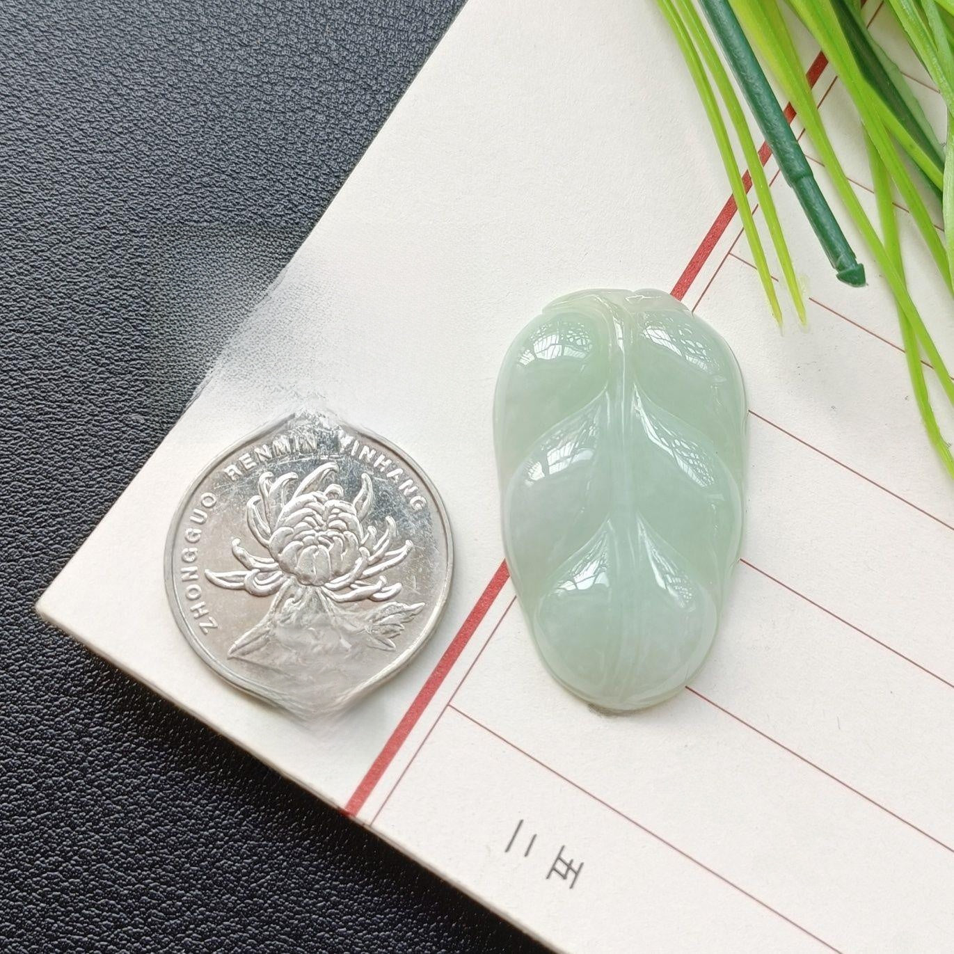 Handmade Leaf Necklace In 304 Stainless Steel With Jade Inlay, Sweet Style For Women Jewelry Set