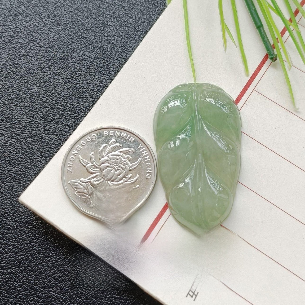Handmade Leaf Necklace In 304 Stainless Steel With Jade Inlay, Sweet Style For Women Jewelry Set