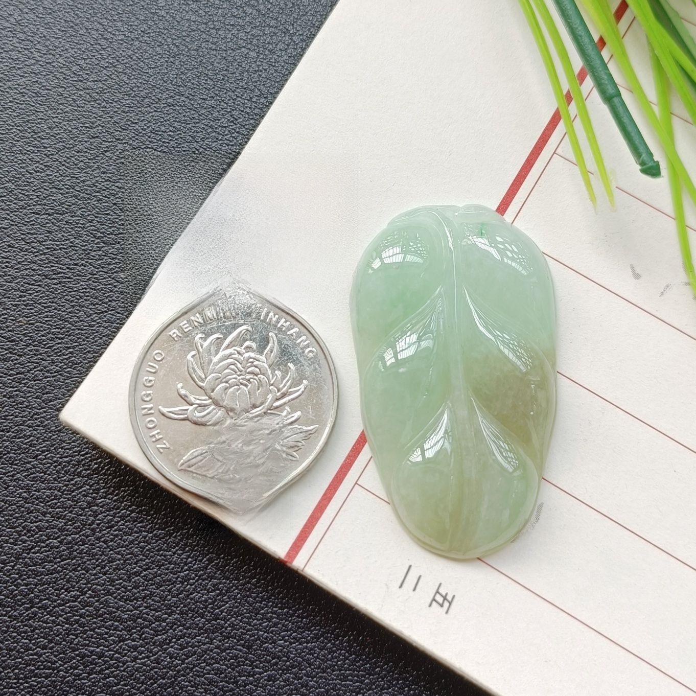 Handmade Leaf Necklace In 304 Stainless Steel With Jade Inlay, Sweet Style For Women Jewelry Set