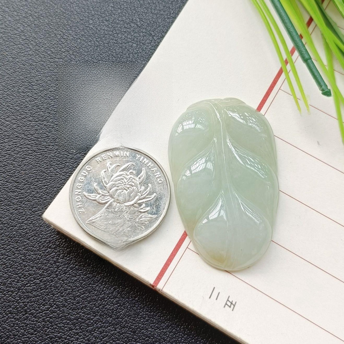 Handmade Leaf Necklace In 304 Stainless Steel With Jade Inlay, Sweet Style For Women Jewelry Set