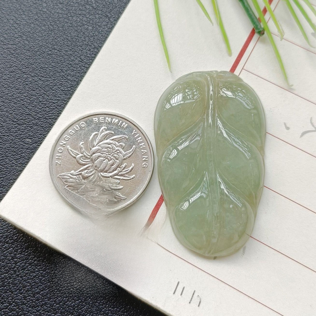 Handmade Leaf Necklace In 304 Stainless Steel With Jade Inlay, Sweet Style For Women Jewelry Set