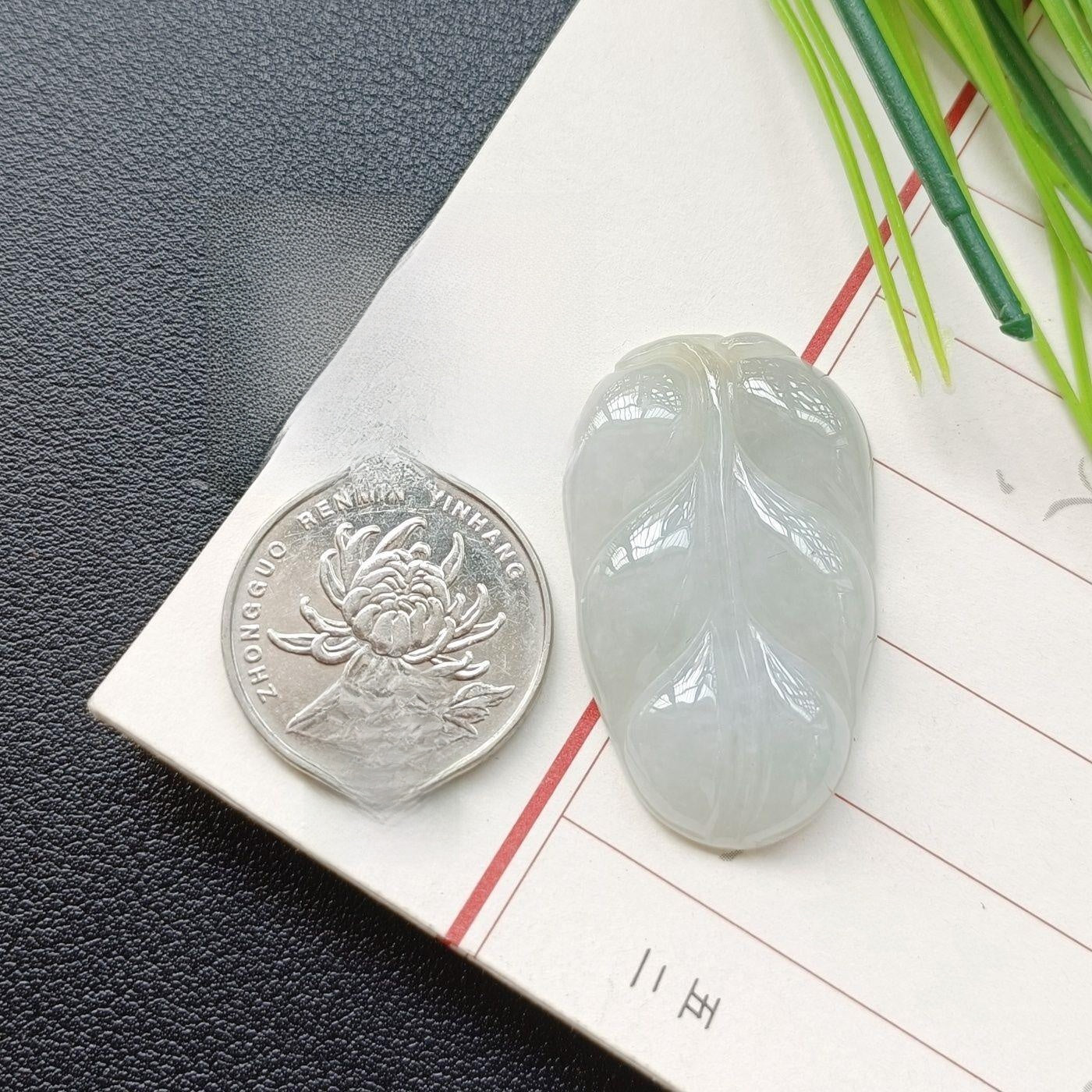 Handmade Leaf Necklace In 304 Stainless Steel With Jade Inlay, Sweet Style For Women Jewelry Set