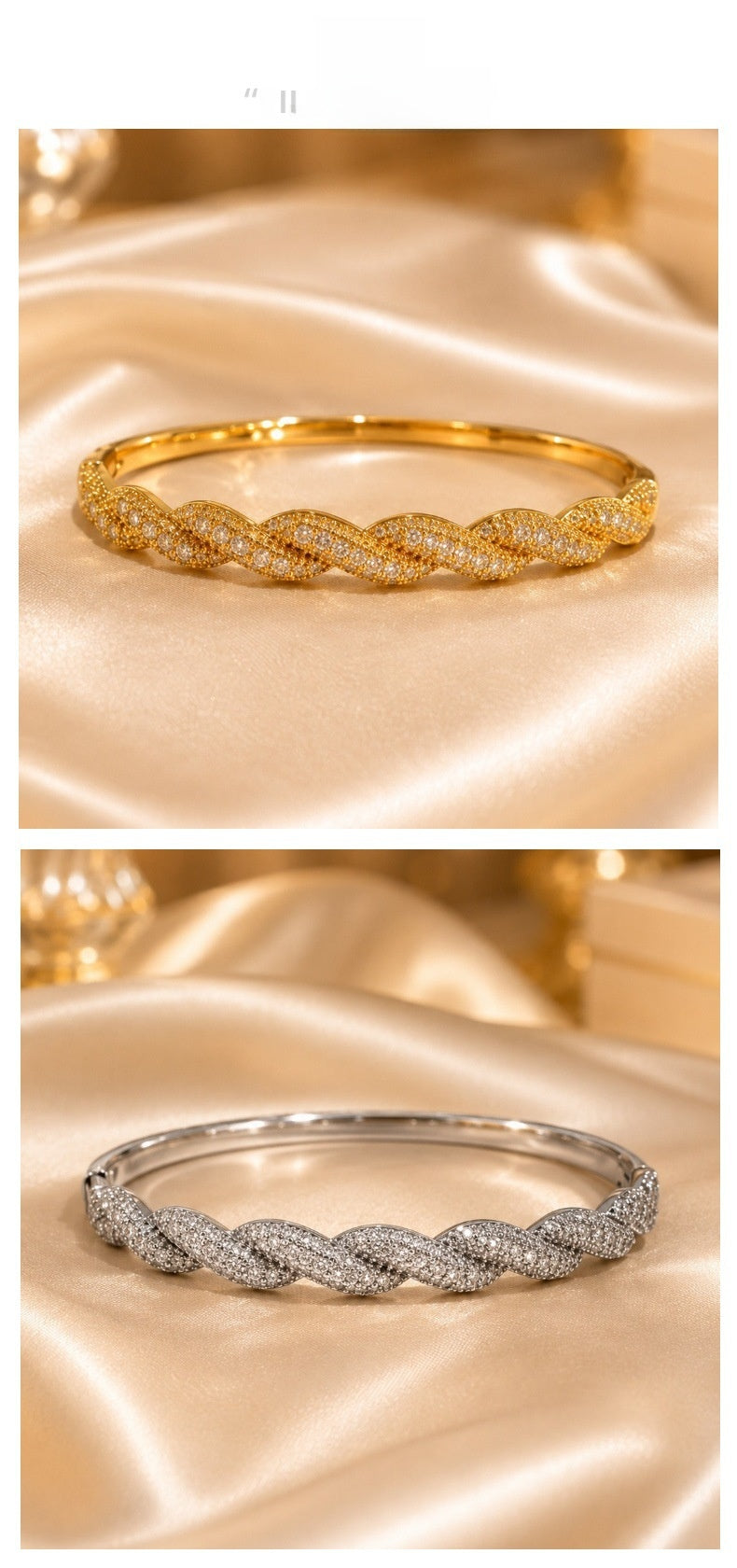 Geometric Copper Bangle With Zircon Inlay In Simple Style For Women
