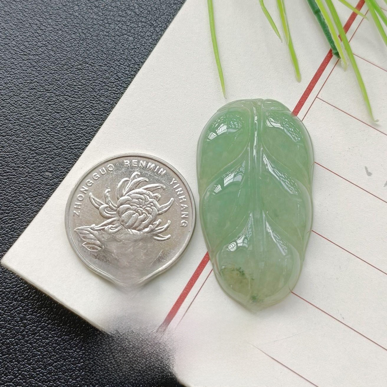 Handmade Leaf Necklace In 304 Stainless Steel With Jade Inlay, Sweet Style For Women Jewelry Set