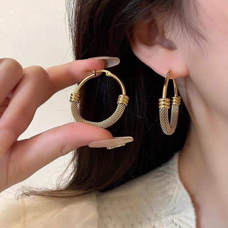 Gold Circle Earrings For Women Featuring Electroplated Finish With 304 Stainless Steel Ear Pins In Alloy