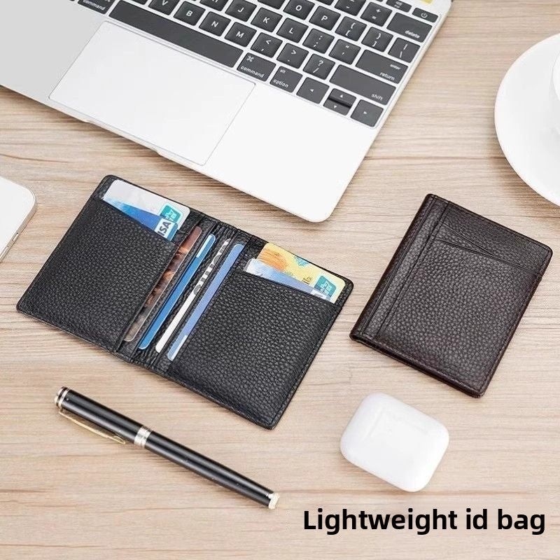 Men's Solid Color Card Holder In PU Leather, Stylish And Durable ID Wallet