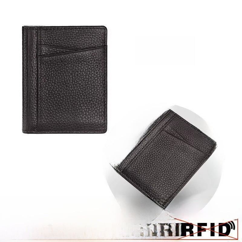 Men's Solid Color Card Holder In PU Leather, Stylish And Durable ID Wallet