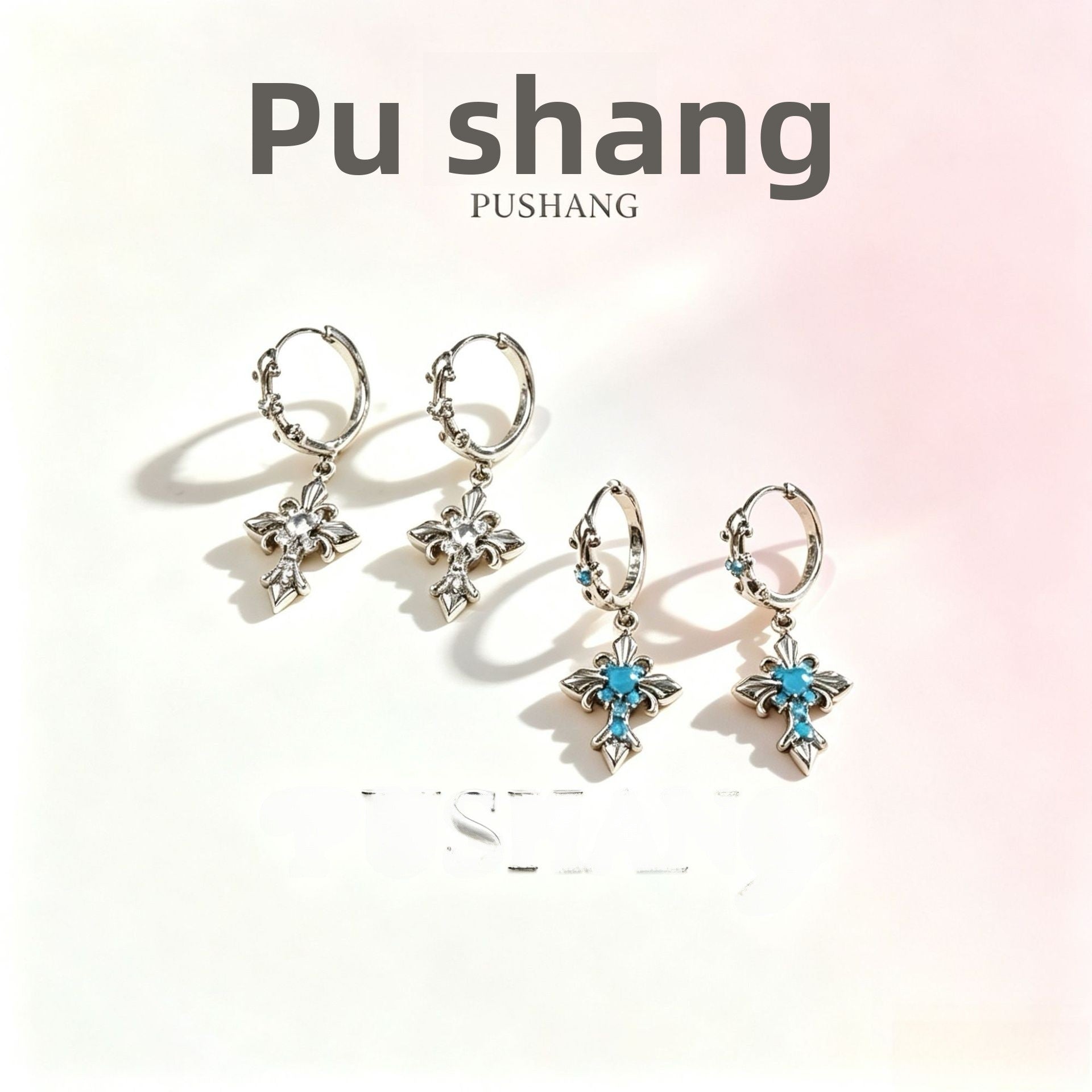 Asymmetrical Sweet Earrings For Women In Blue Featuring Zircon Inlay