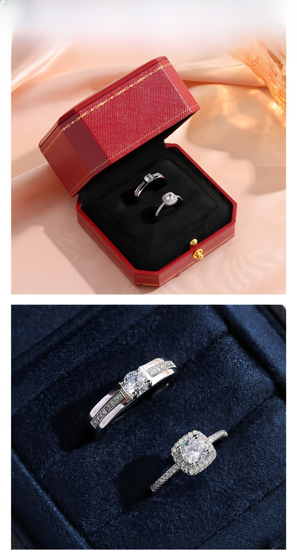 Geometric Open Rings For Couples In Electroplated Copper, 1 Pair, Perfect Valentine's Day Gift