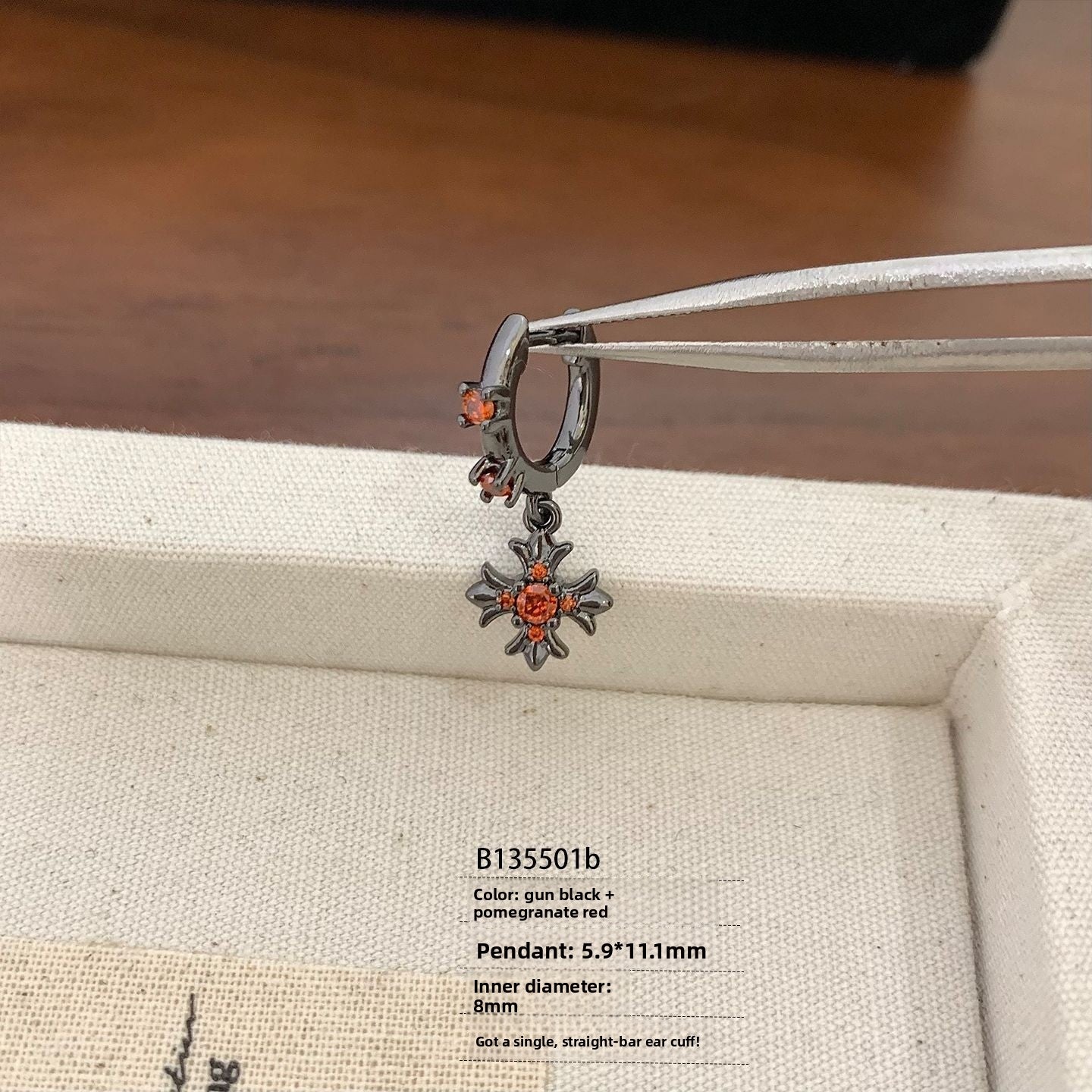 Cross Earrings For Unisex Featuring Titanium Steel Posts With Real Gold Plated Finish And Zircon Inlay