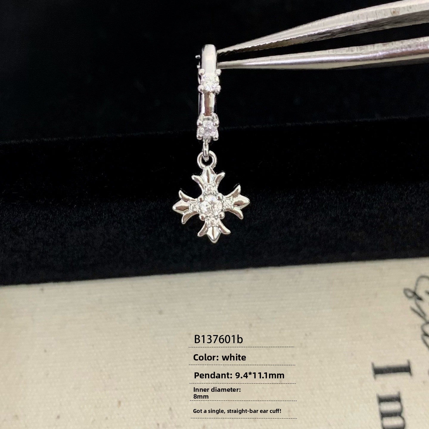 Cross Drop Earrings With 316L Stainless Steel Posts, Real Gold Plated, Novelty Style For Unisex