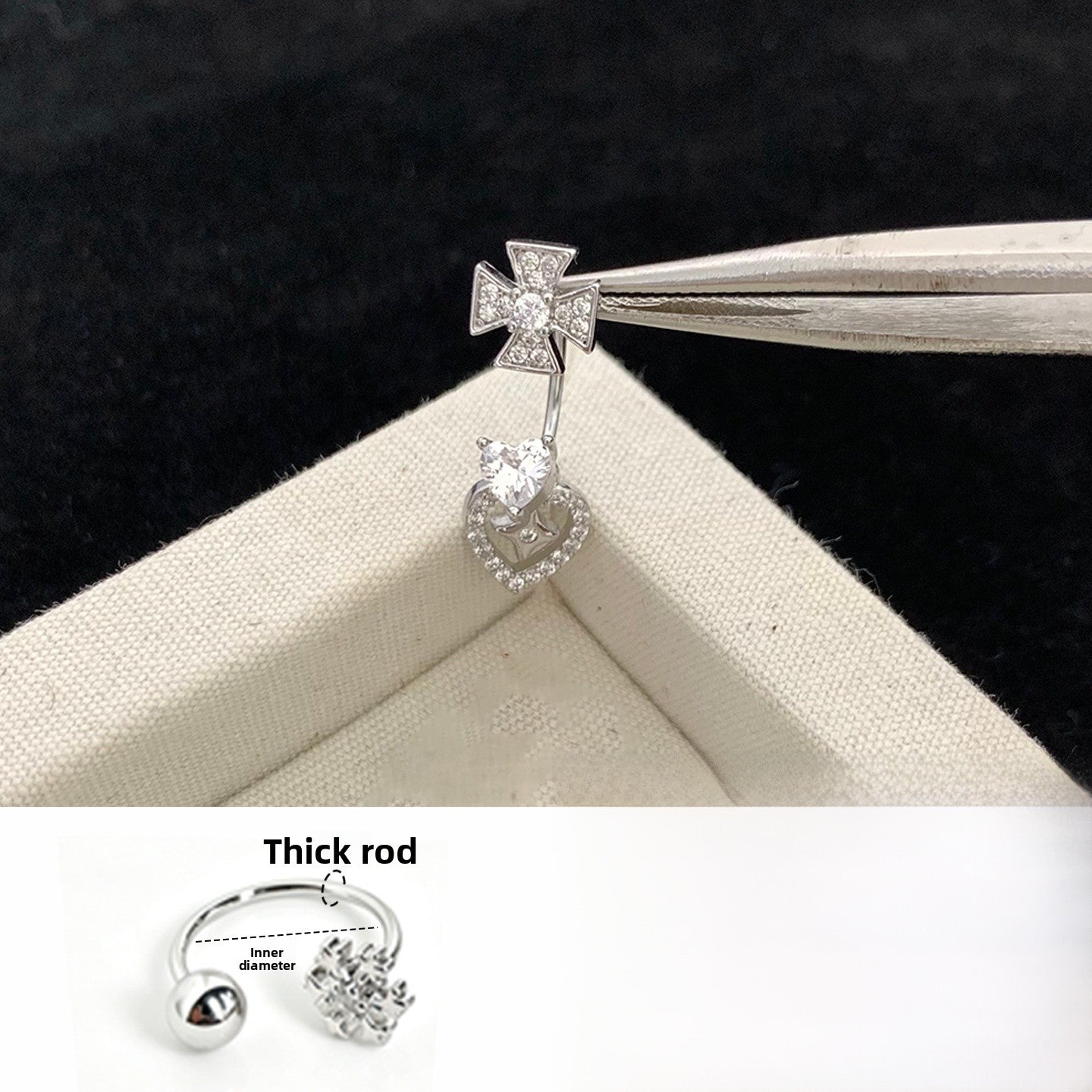 Cross Drop Earrings With Titanium Steel Posts, Platinum Plated And Zircon Inlay, Unisex Design