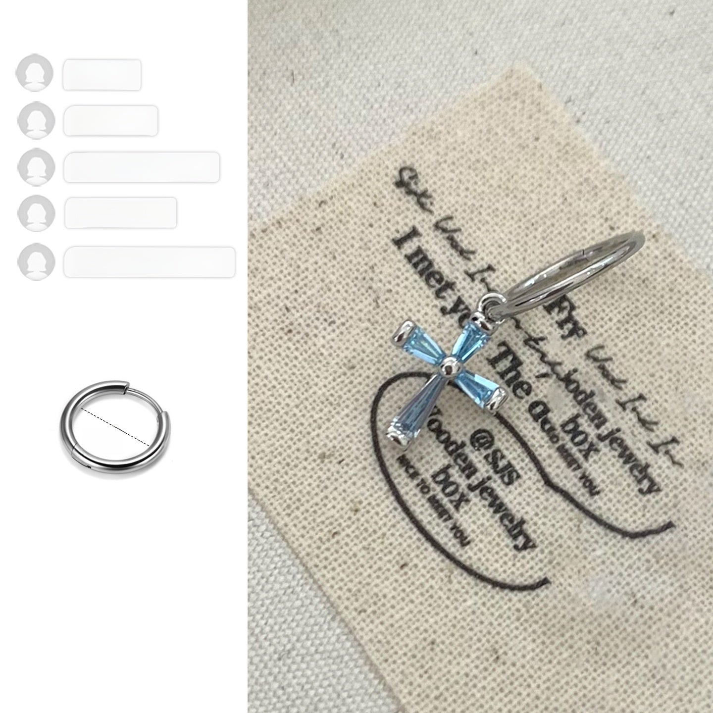 Cross Hoop Earrings With Titanium Steel Posts Featuring Zircon Inlay In Simple Style For Unisex