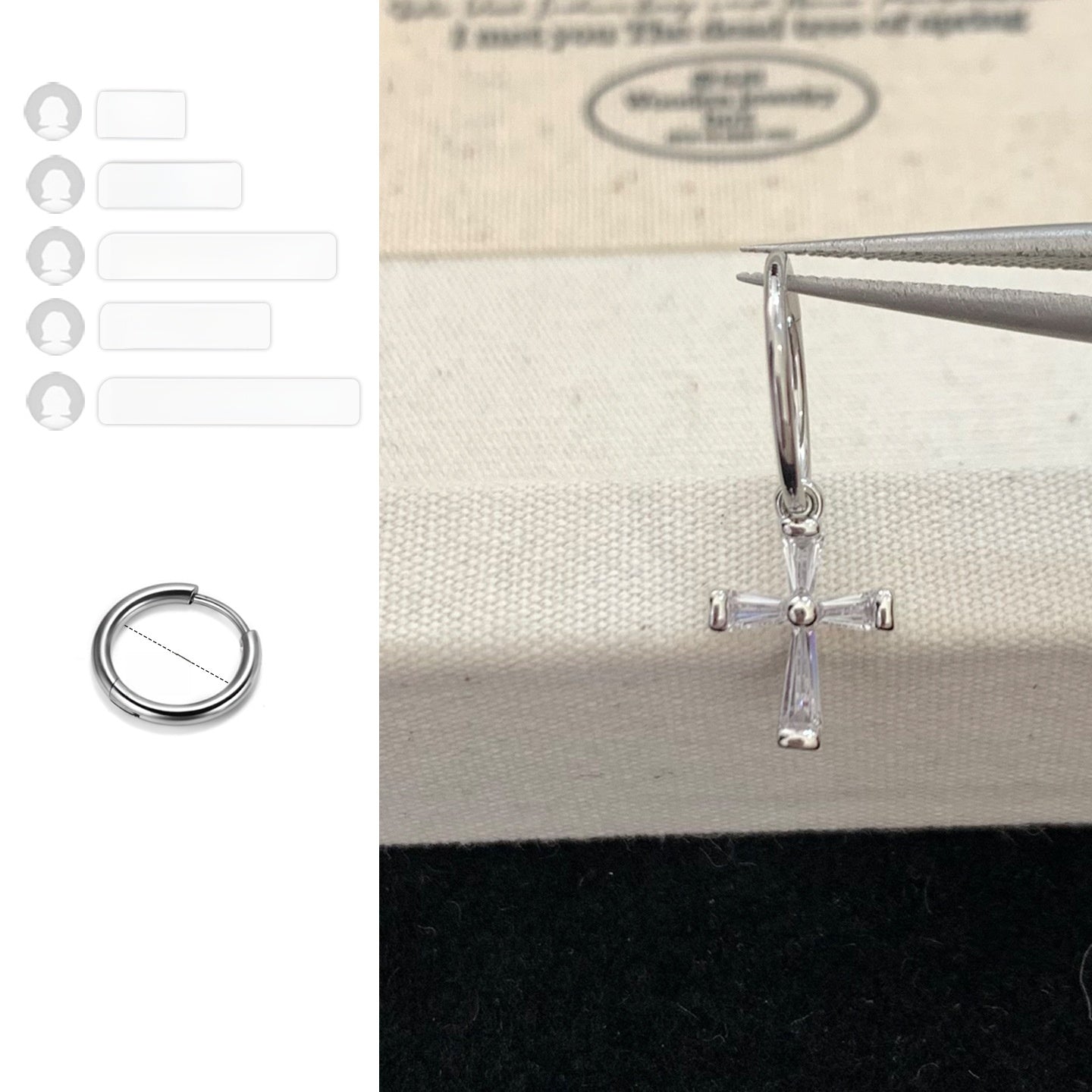 Cross Hoop Earrings With Titanium Steel Posts Featuring Zircon Inlay In Simple Style For Unisex