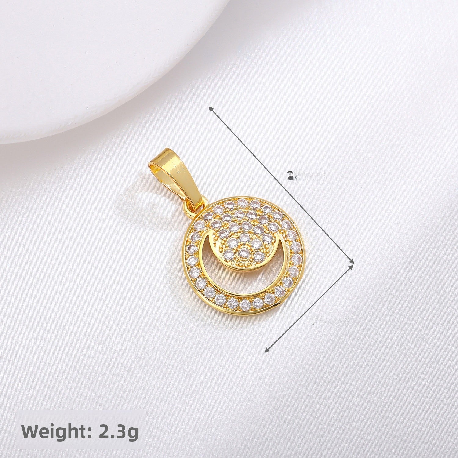 Geometric Copper Pendant With Rhinestones, Handmade Electroplated Jewelry Accessory