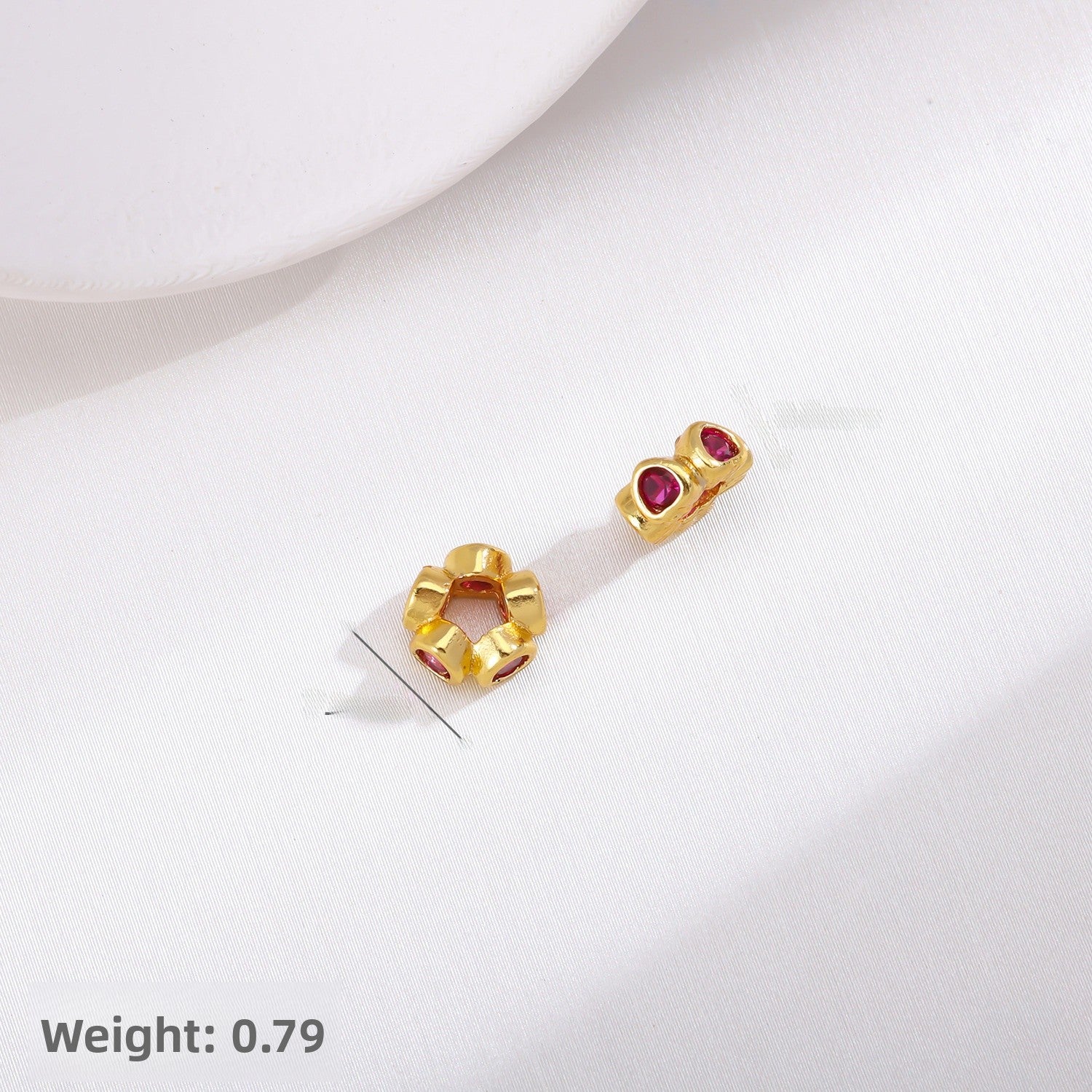 Geometric Copper Spacer Bars With 18K Real Gold Plated Electroplated Finish And Zircon Inlay, Hole Size 3~3.9mm