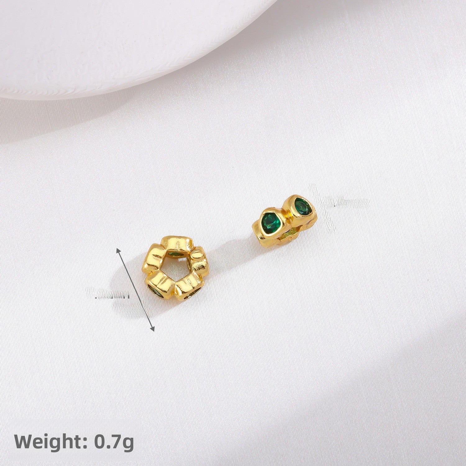 Geometric Copper Spacer Bars With 18K Real Gold Plated Electroplated Finish And Zircon Inlay, Hole Size 3~3.9mm