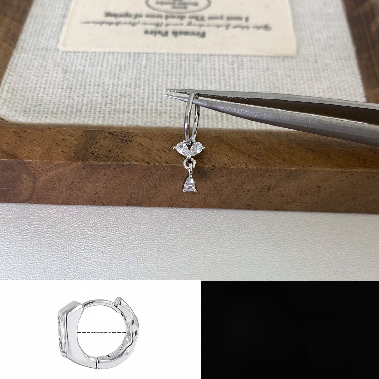 Heart Shape Hoop Earrings In Titanium Steel With Platinum Plated Finish And Zircon Inlay, 316L Stainless Steel Posts Unisex