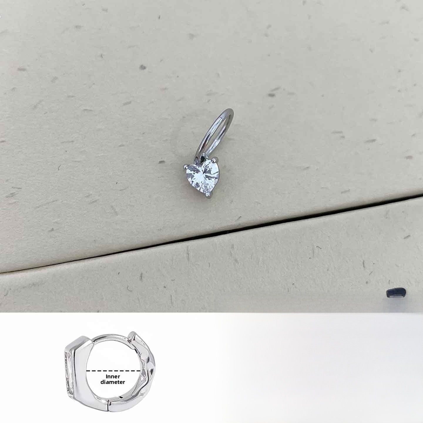 Heart Shape Hoop Earrings In 316L Stainless Steel With Zircon Inlay, Simple Style Unisex Design