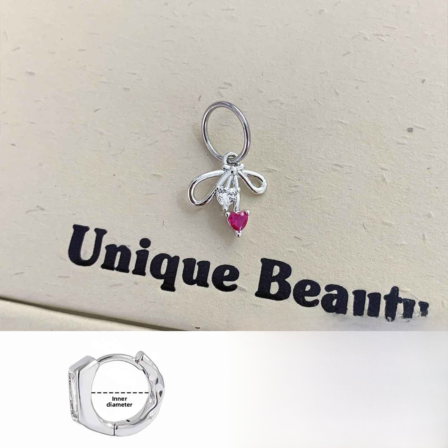 Heart Shape Asymmetrical Earrings In Titanium Steel With Zircon Inlay, Featuring 316L Stainless Steel Posts For Unisex Wear