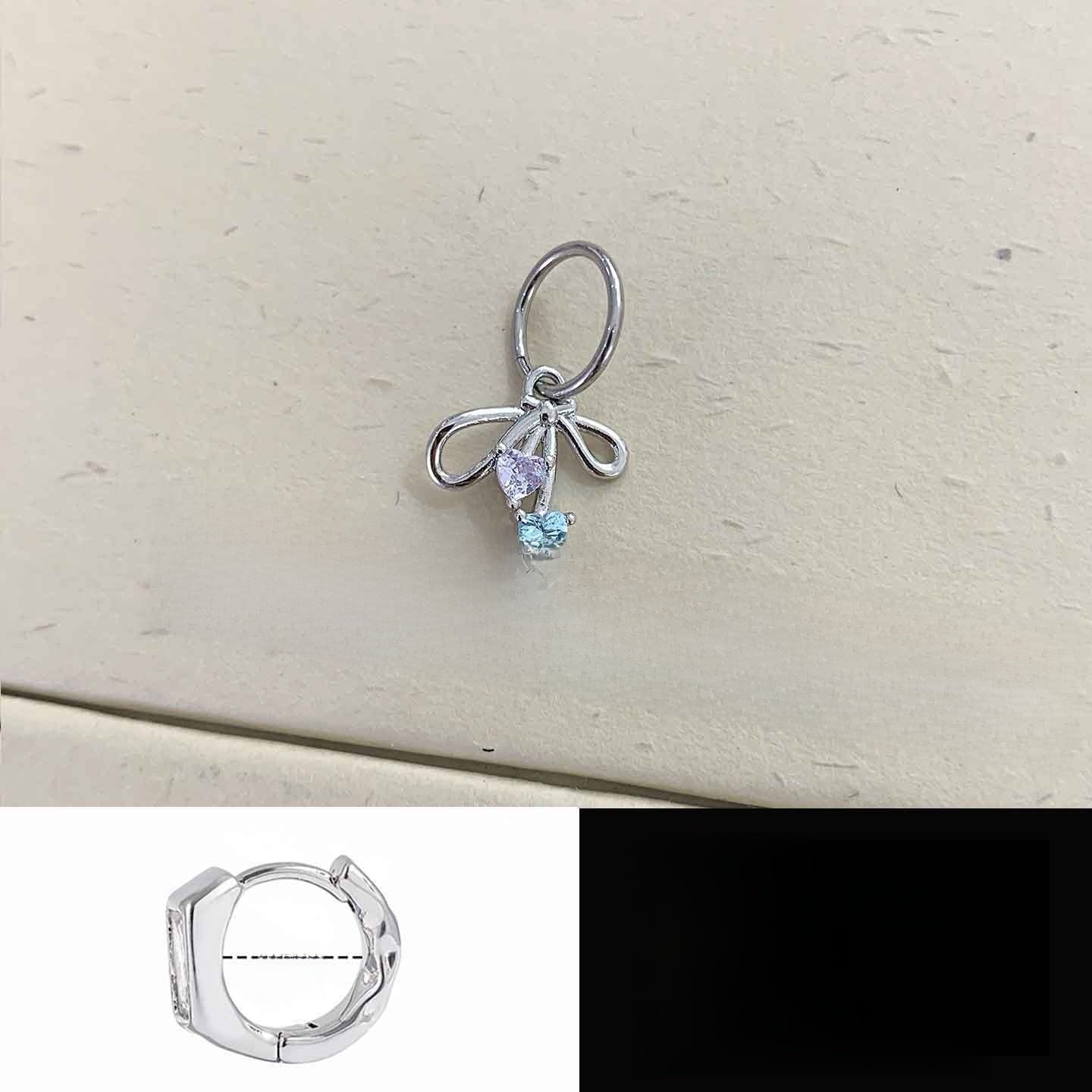 Heart Shape Asymmetrical Earrings In Titanium Steel With Zircon Inlay, Featuring 316L Stainless Steel Posts For Unisex Wear