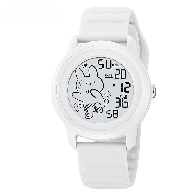 Children Unisex Electronic Watch With Round Dial, Plastic Mirror, Number Display, And Silica Gel Strap