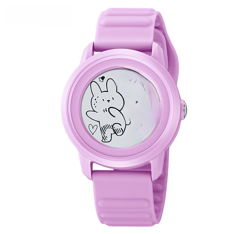 Children Unisex Electronic Watch With Round Dial, Plastic Mirror, Number Display, And Silica Gel Strap