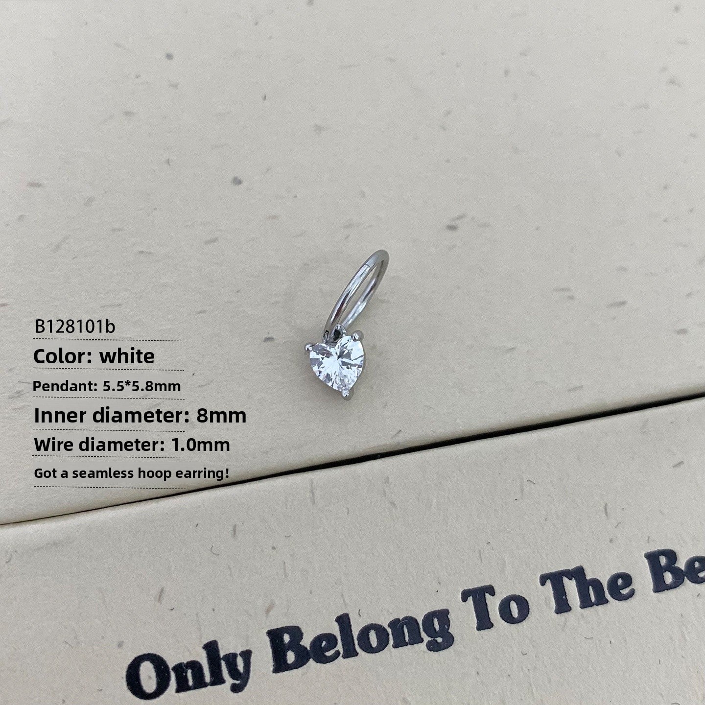 Heart Shape Earrings In Real Gold Plated Titanium Steel With Zircon Inlay, Simple Style Unisex Ear Clips
