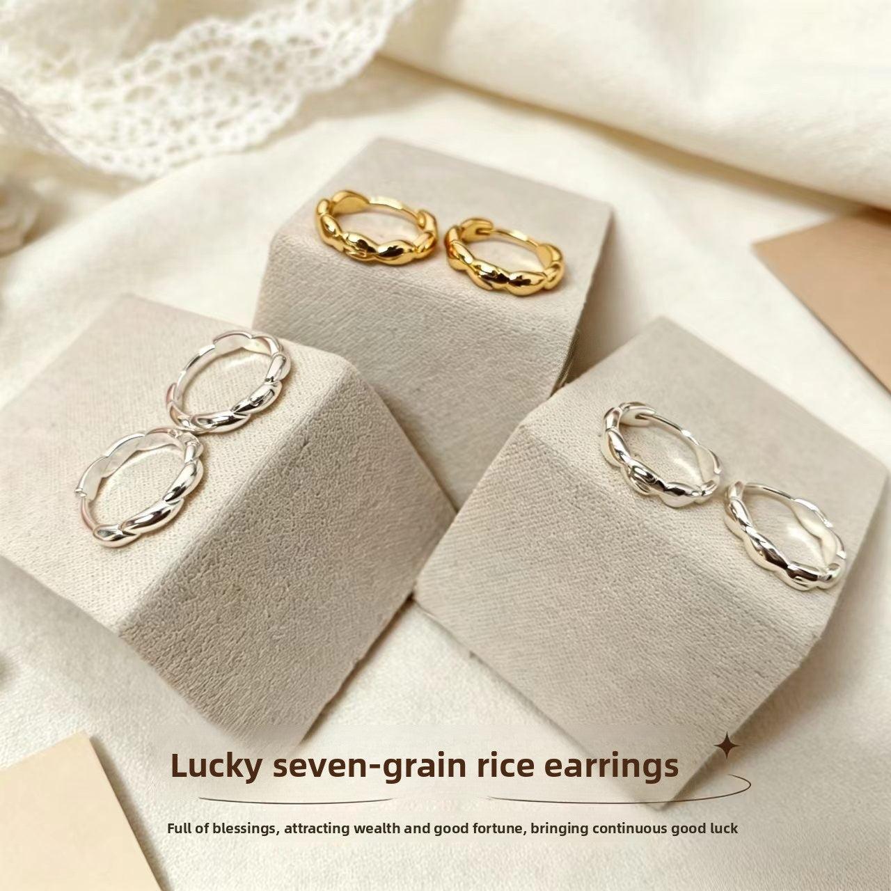 Circle Earrings For Women In Silver, Made Of Copper With Real Gold Plated Finish And 925 Sterling Silver Ear Pins