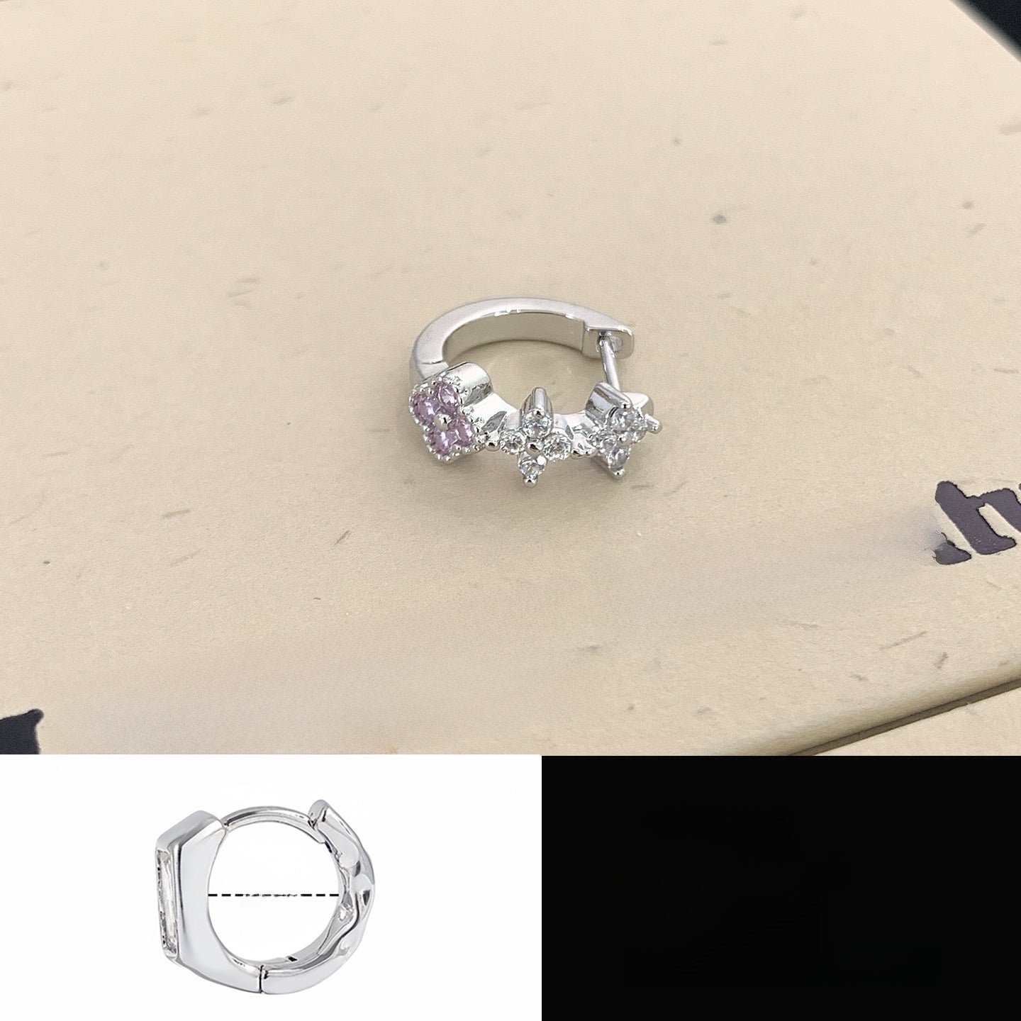 Lucky Heart Stud Earrings In Titanium Steel With Platinum Plated Finish And Zircon Inlay, Unisex Design
