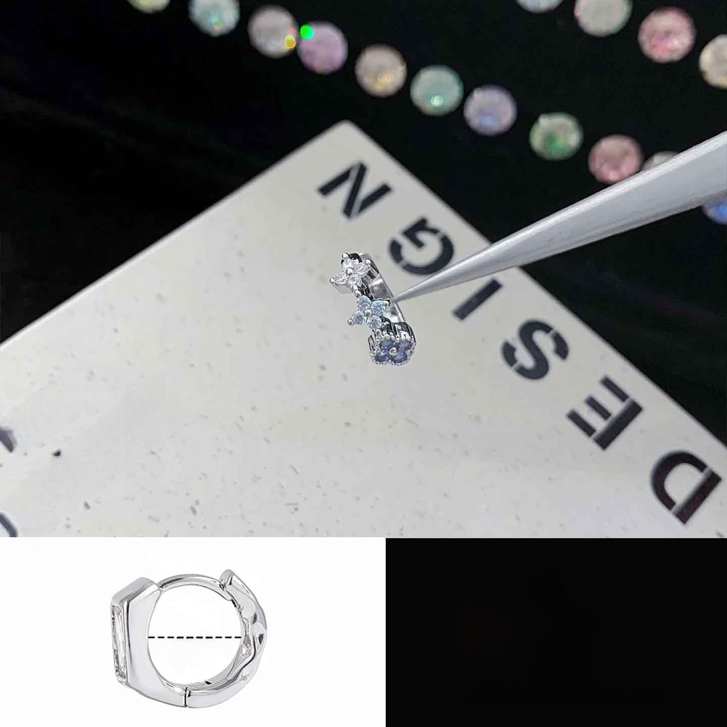 Lucky Heart Stud Earrings In Titanium Steel With Platinum Plated Finish And Zircon Inlay, Unisex Design