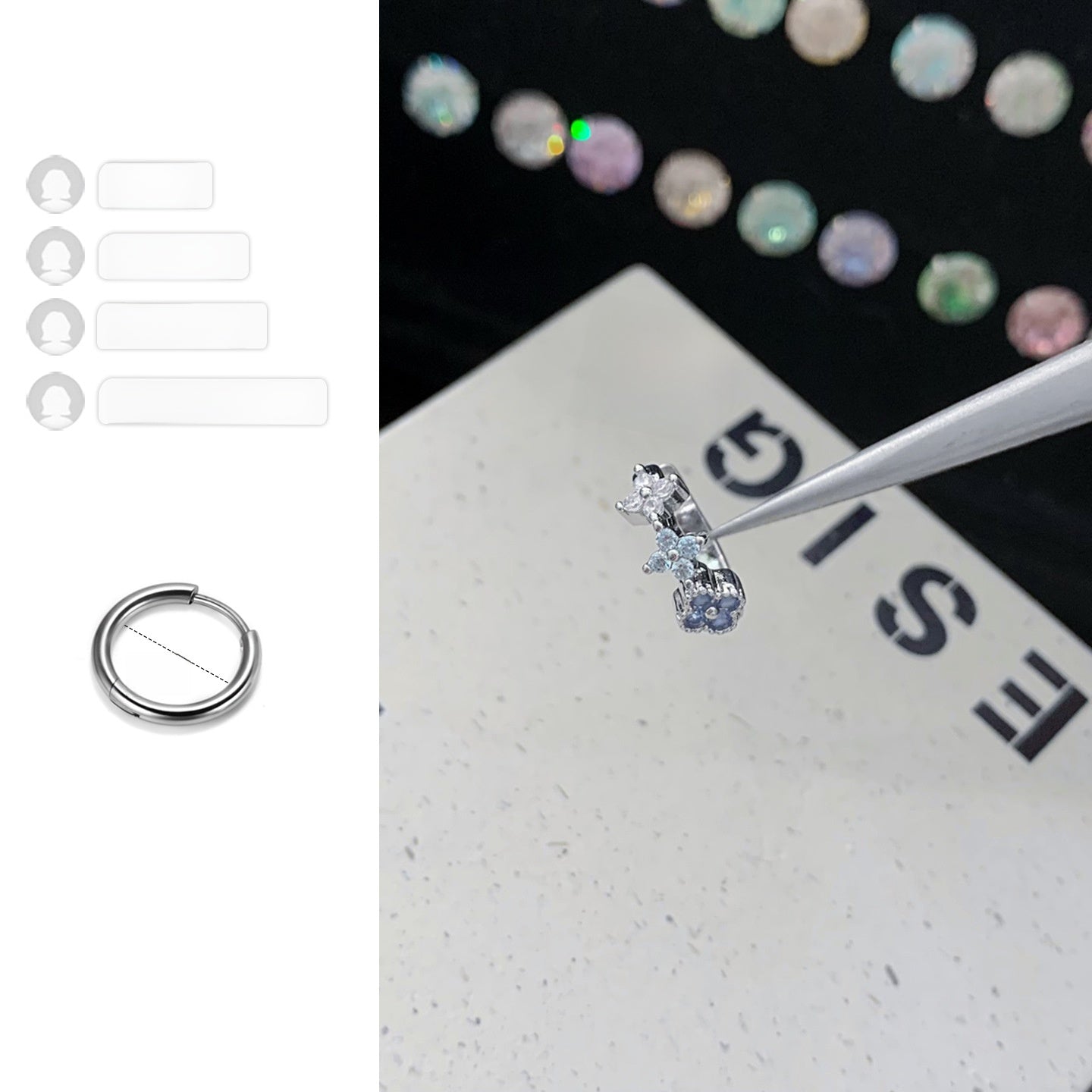 Lucky Heart Hoop Earrings In Titanium Steel With 316L Stainless Steel Posts, Unisex Design, Ombre Color