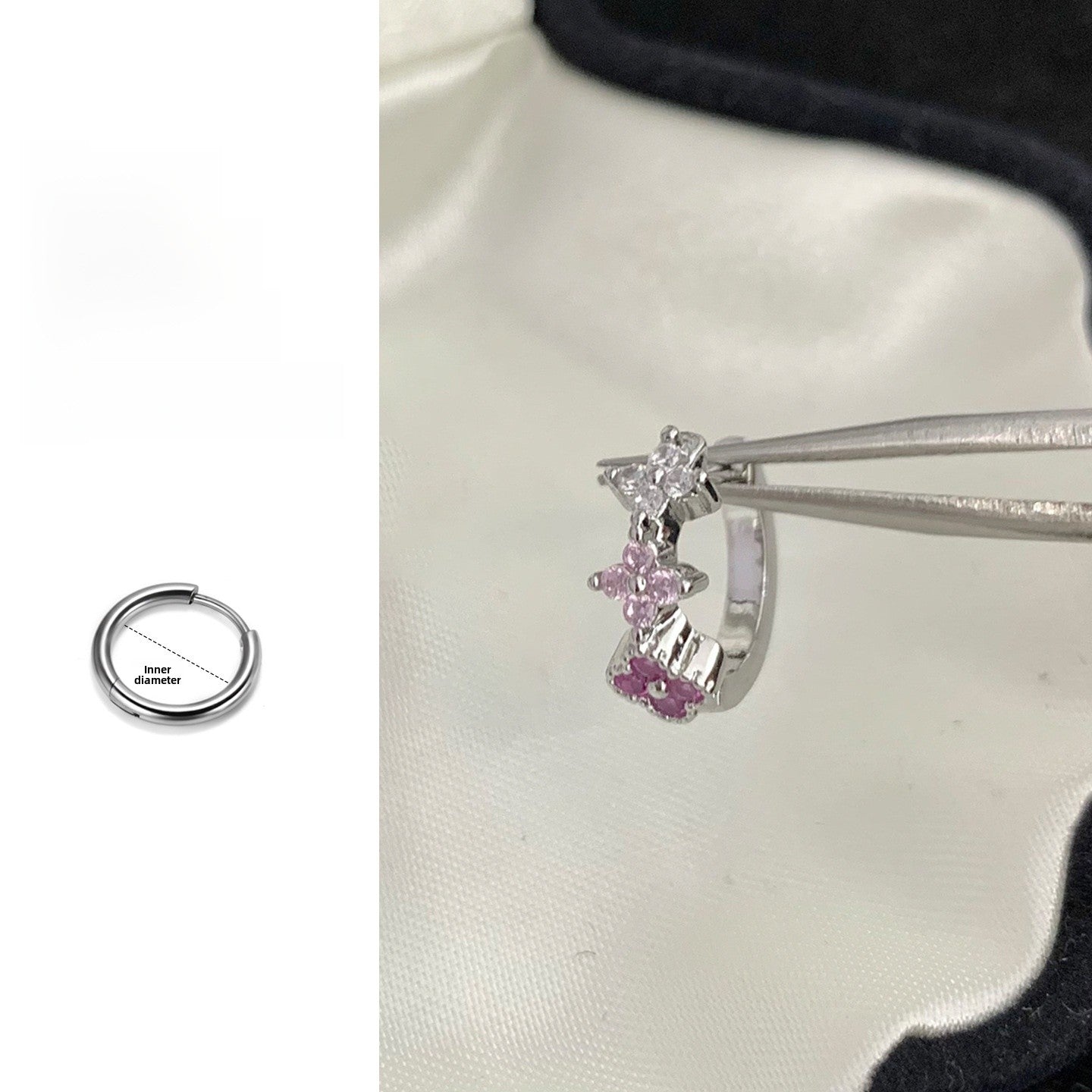 Lucky Heart Hoop Earrings In Titanium Steel With 316L Stainless Steel Posts, Unisex Design, Ombre Color