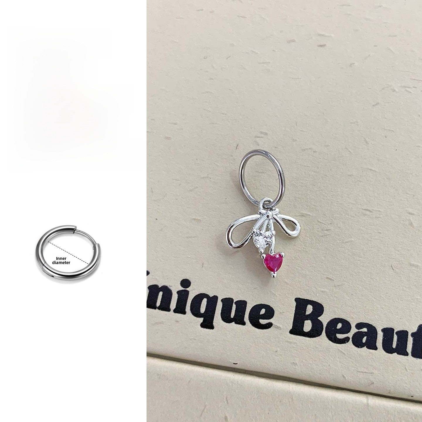 Bow Tie Hoop Earrings In Titanium Steel With 316L Stainless Steel Posts, Unisex Design, Available In Rose Red