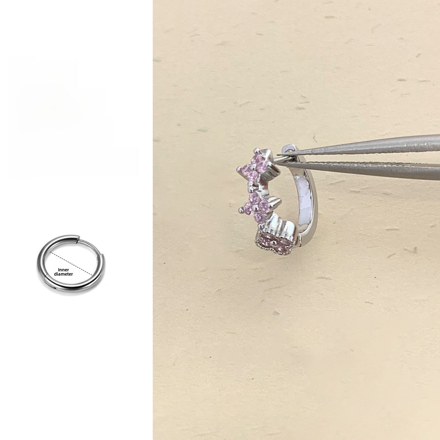 Lucky Heart Hoop Earrings In Titanium Steel With 316L Stainless Steel Posts, Unisex Design, Ombre Color