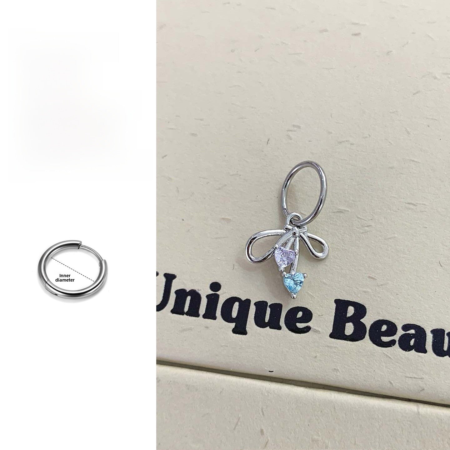 Bow Tie Hoop Earrings In Titanium Steel With 316L Stainless Steel Posts, Unisex Design, Available In Rose Red