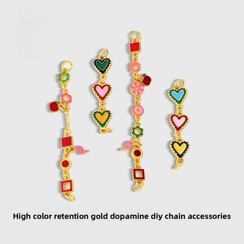 Heart Shape Copper Chain With Enamel Craft, 1 Piece, Sweet Style Available In Multicolor Jewelry Accessories