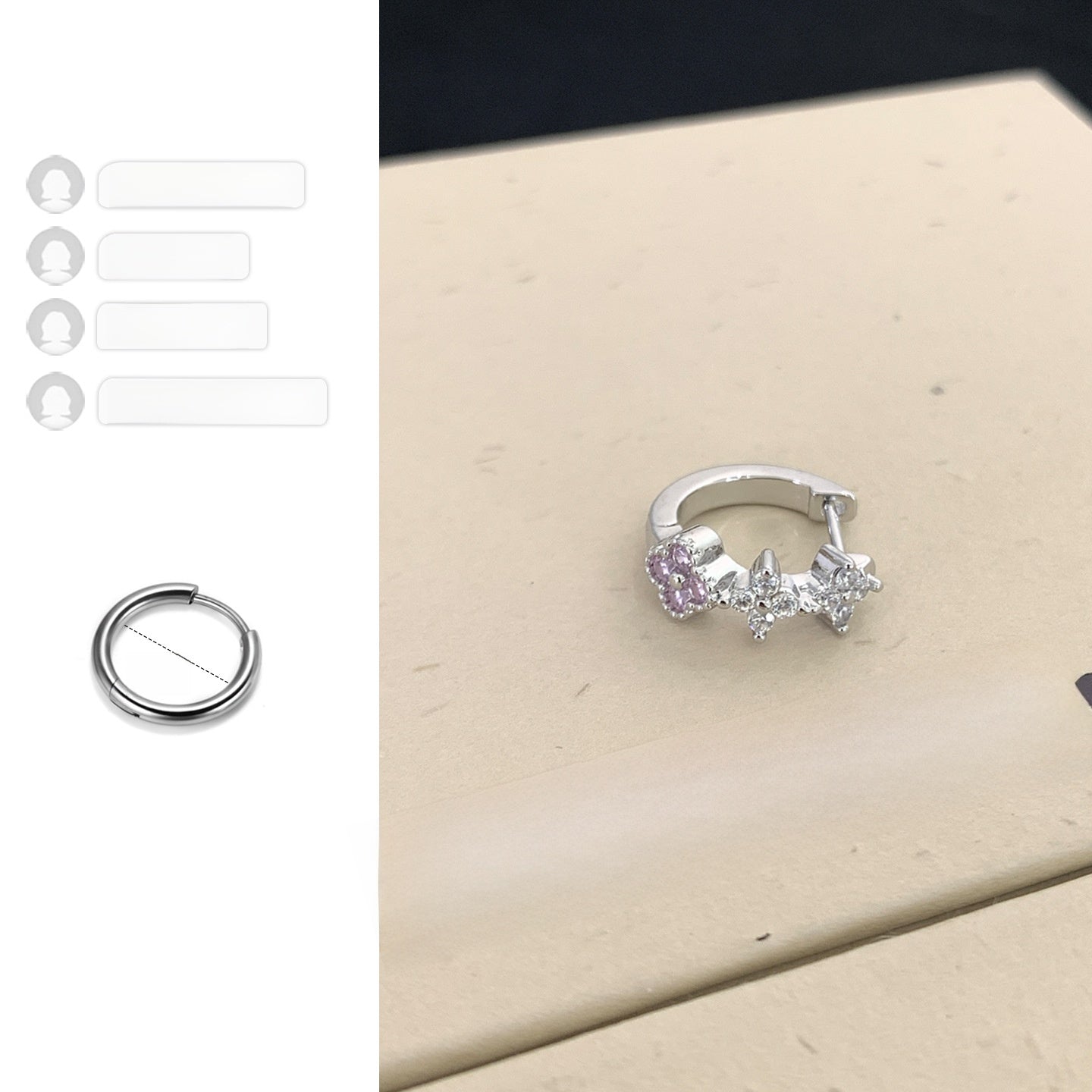 Lucky Heart Hoop Earrings In Titanium Steel With 316L Stainless Steel Posts, Unisex Design, Ombre Color