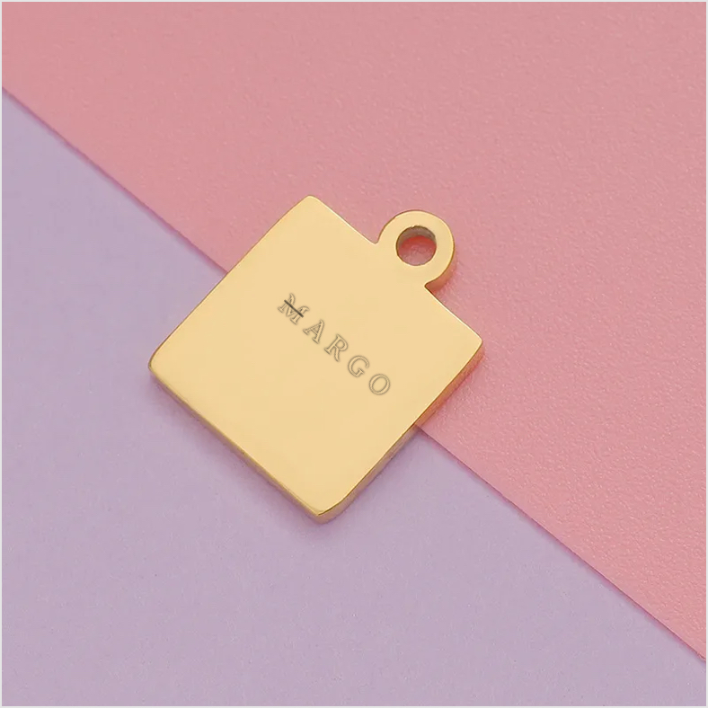 Customization Laser Engraving Pendant In 304 Stainless Steel With 18K Gold PVD Coated Plating And 0.03µm Thickness, 1 Piece
