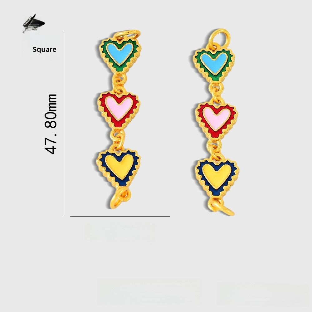 Heart Shape Copper Chain With Enamel Craft, 1 Piece, Sweet Style Available In Multicolor Jewelry Accessories