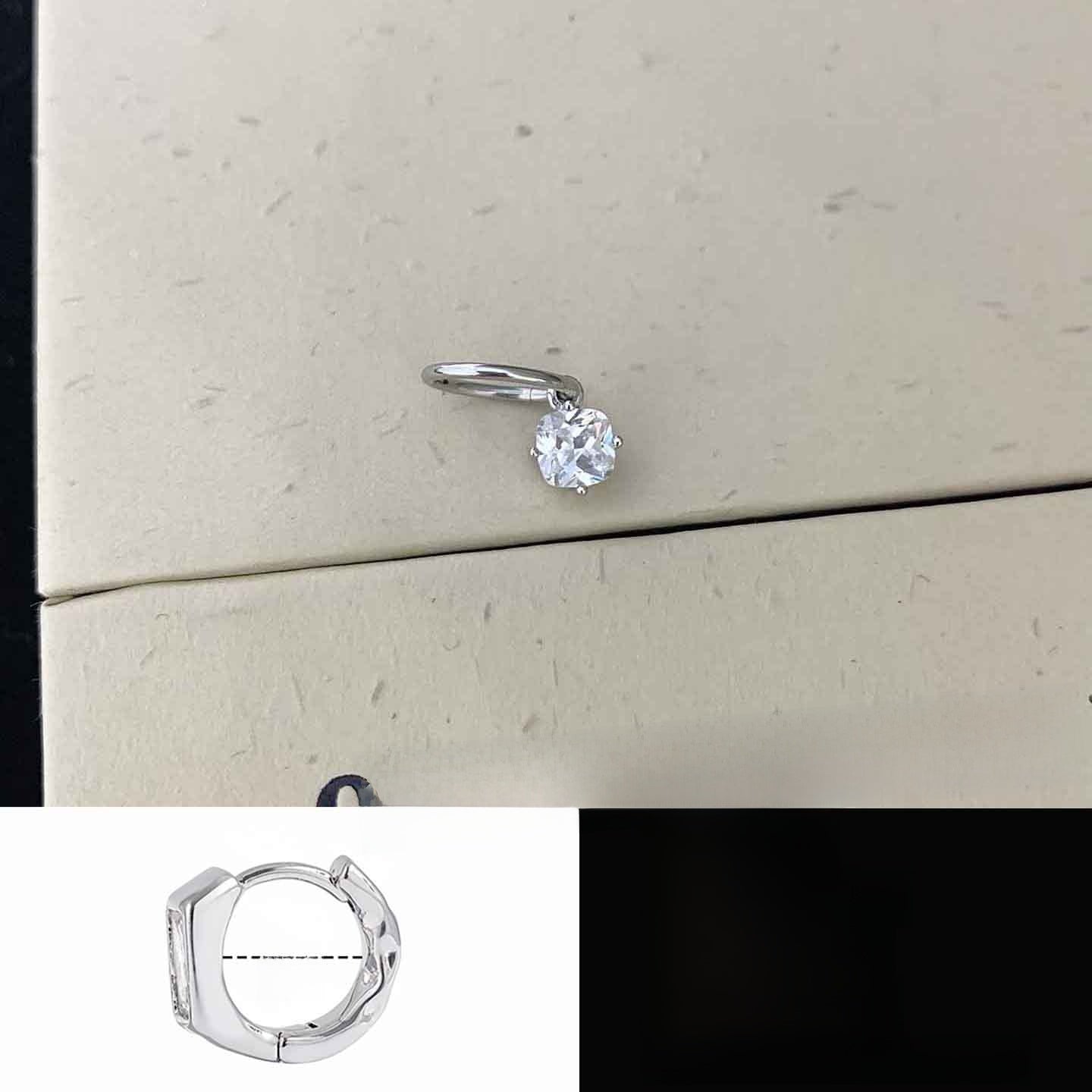 Circle Hoop Earrings With Titanium Steel Posts In Simple Style, Platinum Plated With Zircon Inlay, Unisex Design
