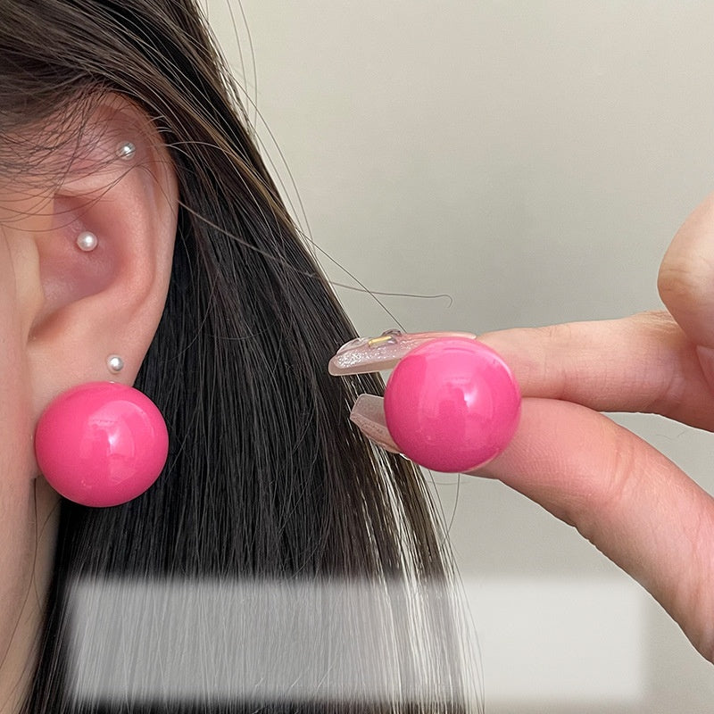 Geometric Rose Red Earrings For Women Featuring Copper Ear Pins And Sweet Style In Alloy Material