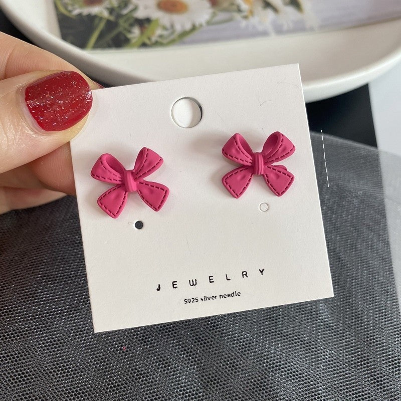 Geometric Rose Red Earrings For Women Featuring Copper Ear Pins And Sweet Style In Alloy Material
